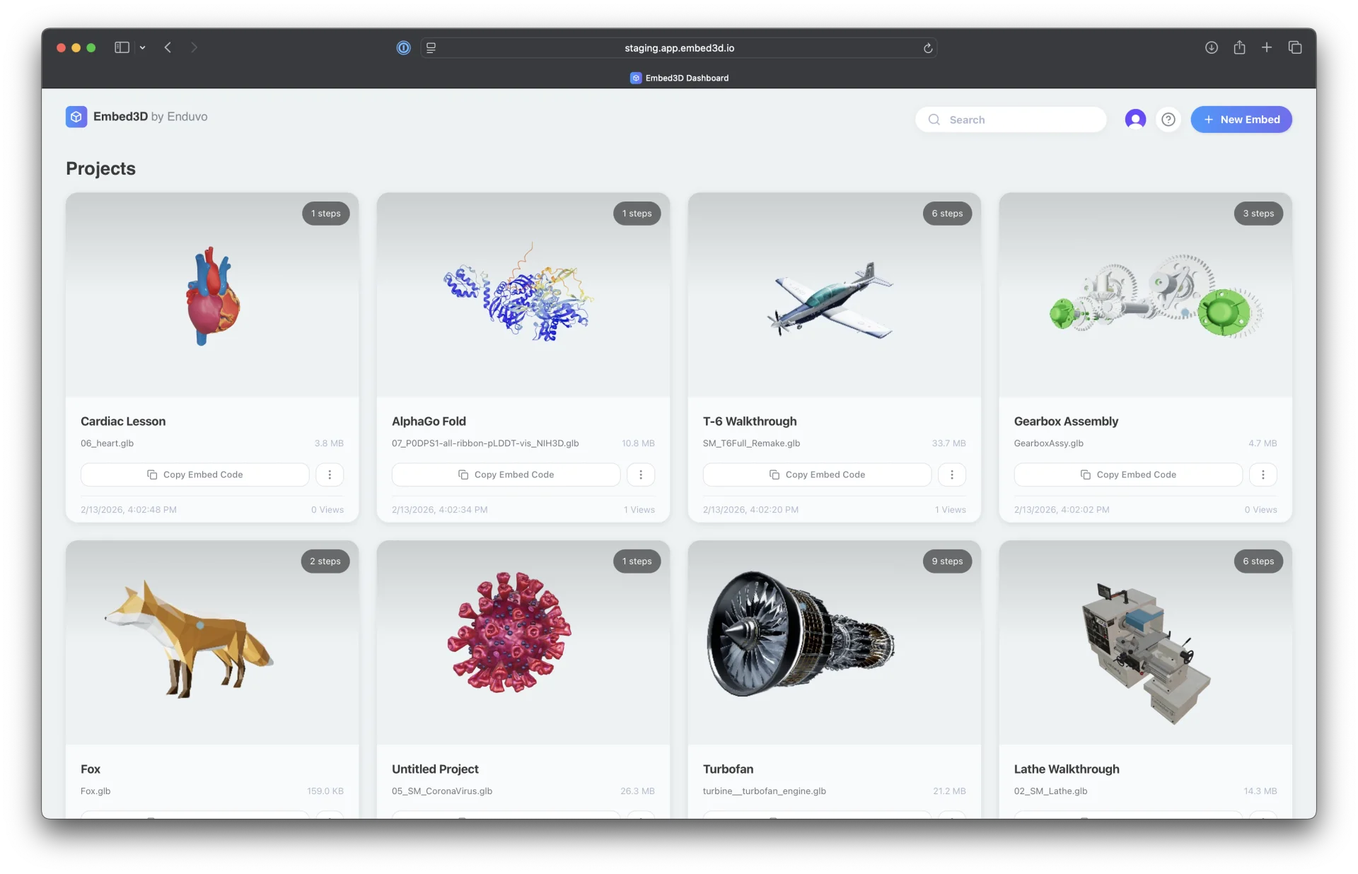 Unlimited projects dashboard